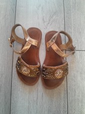 Girl Next Beaded Gold Sandals