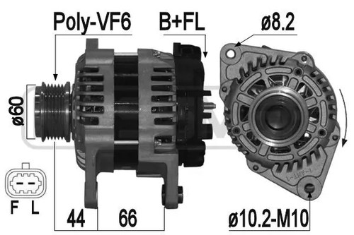 Alternator with freewheel belt