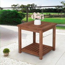 Garden Small Wood End Table Side Table Patio Garden Furniture 45x45x45 CM UK