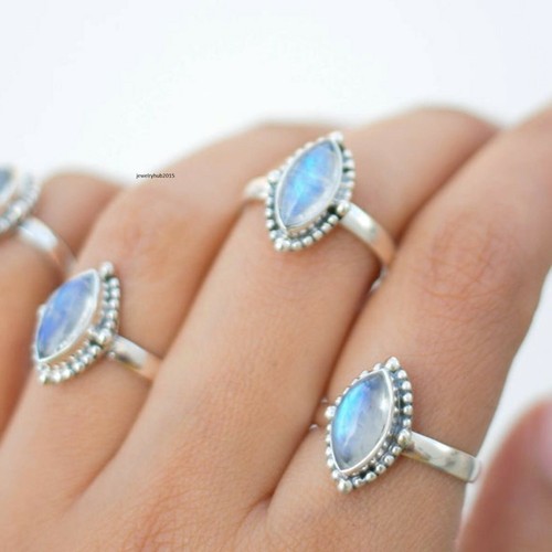Rainbow moonstone ring - ring, solid