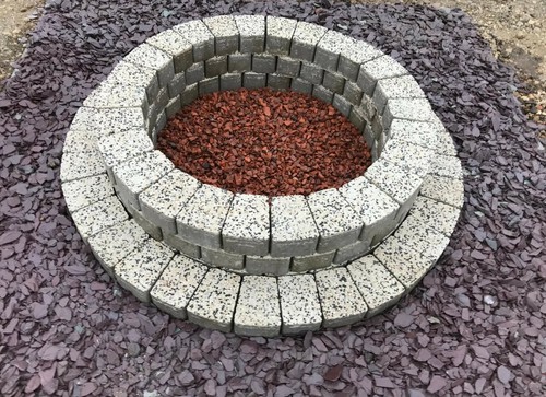 Rounded fire pit stone wood - fire,