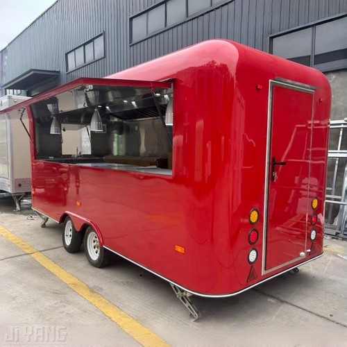 Red rounded food trailer - red,