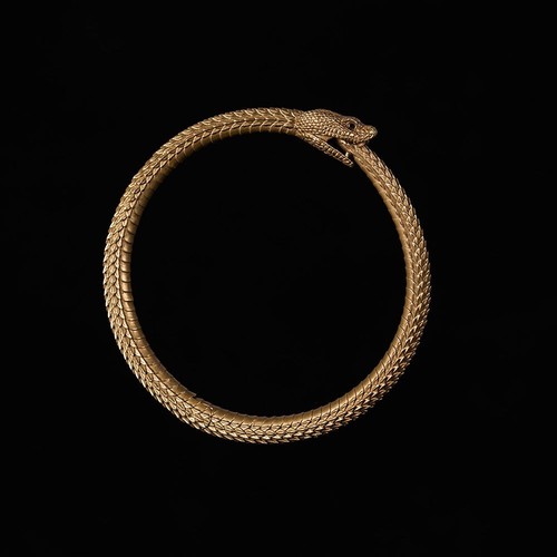 Brass ouroboros snake bracelet - brass,