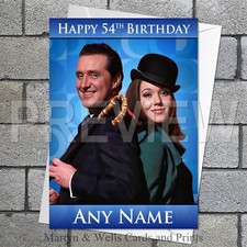 Avengers birthday card: John Steed. Emma Peel. 1960s. 5x7 inches. Personalised.