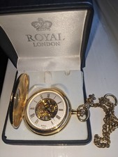 ROYAL LONDON Pocket Watch - mechanical Skeleton Double half Hunter