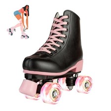 Roller Skates for Girl and Women, PU Leather Flash Kids Roller Skates, Classi...