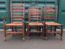 Set Of 6 Lancashire Elm Ladder Back Dining Chairs