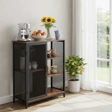 Sideboard Storage Cabinet with Mesh Door Rustic Brown Cupboard 75x35.5x91cm
