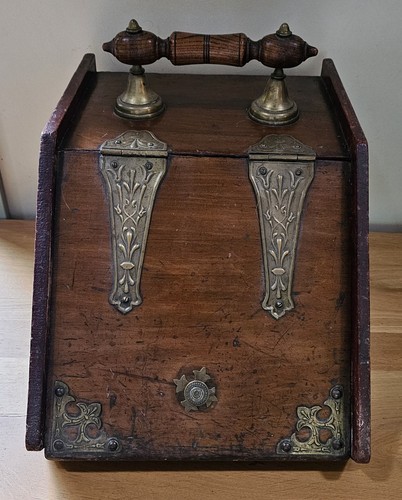 Antique wooden coal scuttle - wooden,