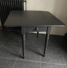 Antique Pembroke 2 Leaf Table Stunning Black With Original Wood Finish Feet