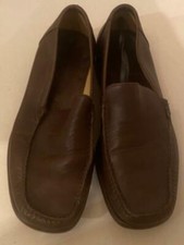 NICOLE FARHI BROWN 100% LEATHER SLIP-ON MOCCASINS/LOAFERS/SHOES UK 5.5-6 EUR 4