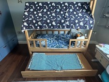 Solid Wood Kids Bed With Pullout And Two Bamboo Matrasses 150cm x 84cm