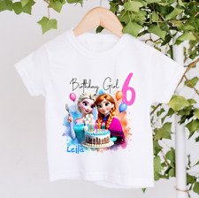 Gorgeous Personalised Frozen Birthday Girl Tshirt T-shirt Elsa Anna Party