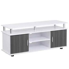 TV Cabinet Stand Entertainment Center Media Console Storage Grey & White