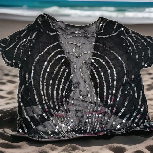 Wallis black silver - silver, sequin