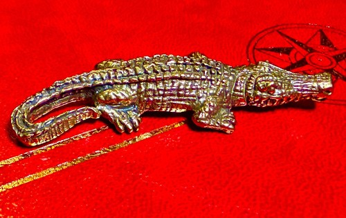 Miniature bronze crocodile - bronze,