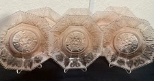 Set of 7 Vintage L.E. Smith Beehive & Thistle Pink Depression Glass Plates – 8”