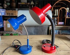 BLUE 'BHS' BEDSIDE LAMP WITH CIRCA 1980S FLEXIBLE LAMP