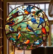 sun catcher birds flowers colourful wall hanging decoration gift indoor outdoor 