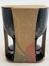 Reusable Dark Grey Set of 4 Wine Glasses Picnic Outdoor Camping - RRP £20