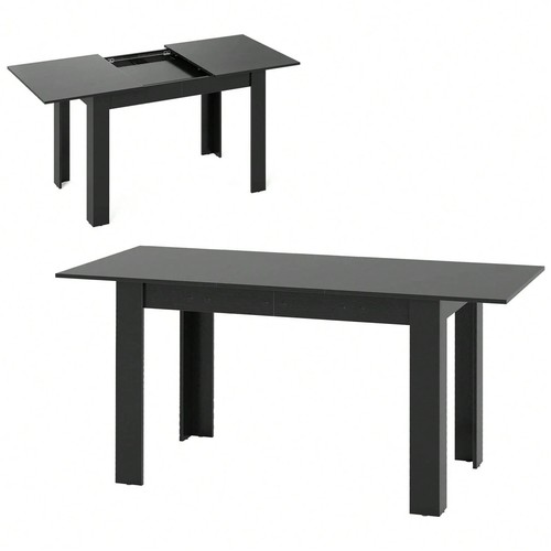 Black extendable dining table - black,