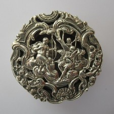 William Comyns, 1912, Silver Potpourri Box Decorated Classical Scene