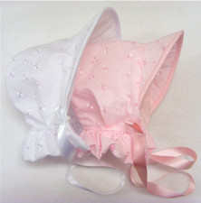 Baby Summer Bonnet Hat Girl White Pink Broderie Anglaise Christening 0 3 6 12m