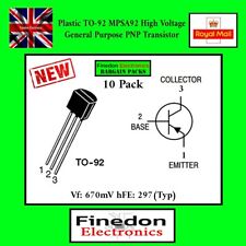 10 x MPSA92 Plastic TO92 High Breakdown Voltage General Purpose PNP Transistor