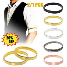 2/1X Unisex Shirt Sleeve Holder Metal Arm Bands Hold Ups Garter Elasticated Band