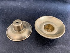 Pair (2) Unpolished Solid Brass Sconces For Wooden Candle Sticks Drip Catchers