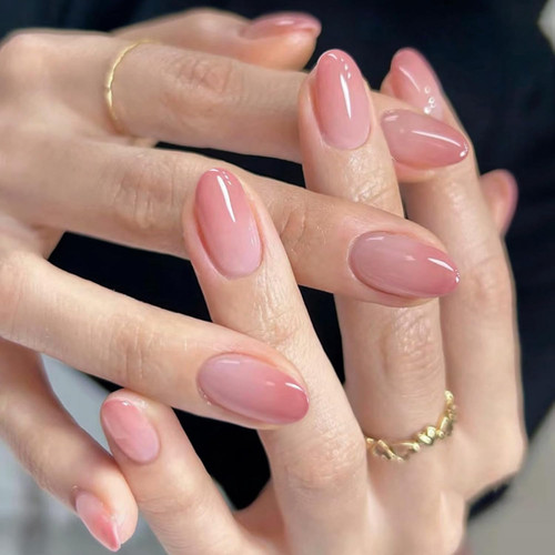Ombre pink french false nails - french,