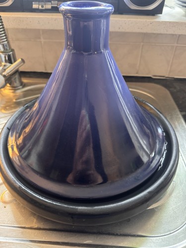 Azure blue ceramic tagine - blue,