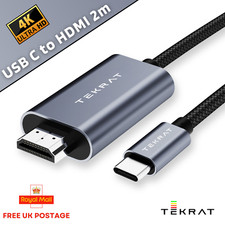 USB C Type C to HDMI 2m 4K Braided USB Cable For Macbook iPhone 16 Samsung S25