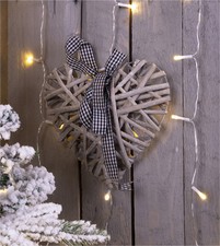 St Helens Home and Garden Light Grey Wicker Christmas Heart GH923
