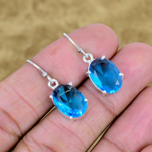 Swiss blue topaz oval gemstone - blue,