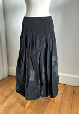 Ischiko Black Bubble Skirt M Waist 30-36in Plisse Puff Clover Leaf Motif