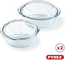 PyrexÂ® 4 in 1 Collection | Borosilicate Glass Casserole | Set of 2 | Steamer, Q