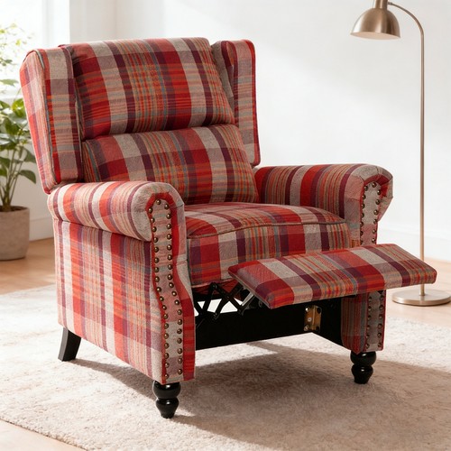 1pc retro grid recliner - recliner, chair