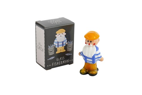 Glass fisherman ornament - ornament, •
