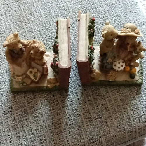 Resin teddy bear bookends pair - resin,