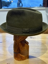 Vintage Dunn & Co Felt Trilby Olive 1960’s Great Britain Size 7 57