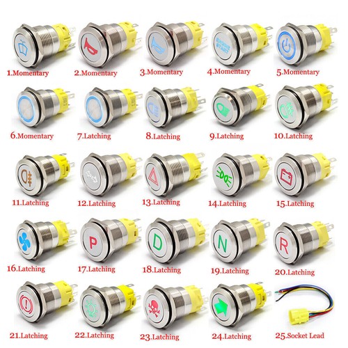 19mm car led - power, push