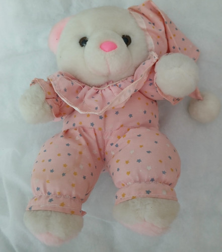 Vintage white teddy - bear, pink