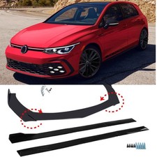 For VW For Jetta for Golf Front Bumper Splitter Spoiler Lip +78.7" Side Skirts