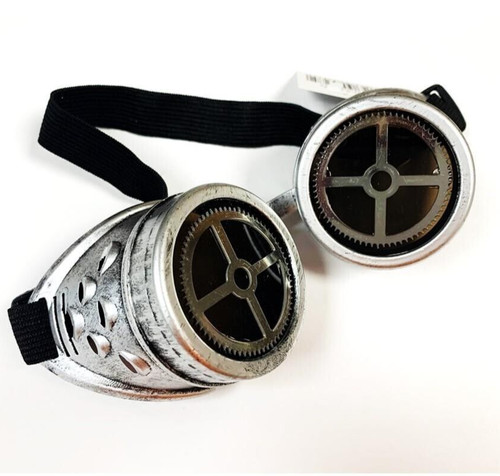 Steampunk goggles silver cross - silver,