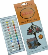 Glass Paints 12ml Transparent Stained Effect +  BLACK  Out liner Tube 12ml