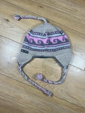 Nordic Style Striped 100% Wool Fleece Lined Hat Medium Made in Nepal VGC