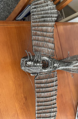 Large handmade wire biplane - wire,
