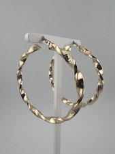 Solid 9ct Yellow Gold Large Womens 50mm Hoop Earrings - Fully Hallmarked & Boxed