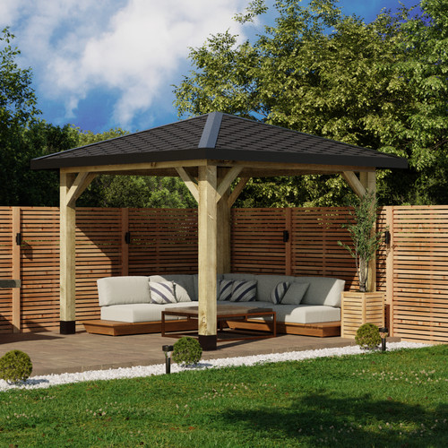 Wooden gazebo katepal - wooden, black